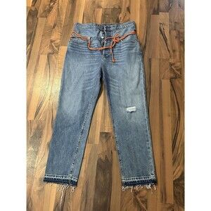 Hudson Jessi Boyfriend High Waist Foldover Jeans Distressed Released Hem Sz. 27